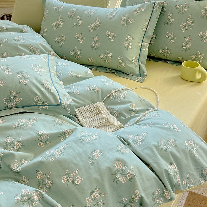 91家纺网 家纺一手货源 找家纺 梧桐树 2025新款100%全棉13372加厚印花四件套 A34风信子