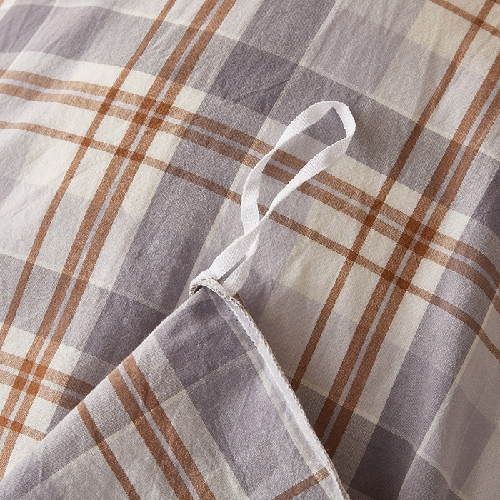 91家纺网 家纺一手货源 找家纺 水洗的故事 2025新款开学季色织水洗棉学生宿舍三件套 森屿灰