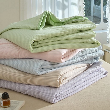 2025【水洗棉大豆夏被】细格款日式无印全棉水洗棉大豆夏被良品全棉夏凉被空调被纯棉夏季被子