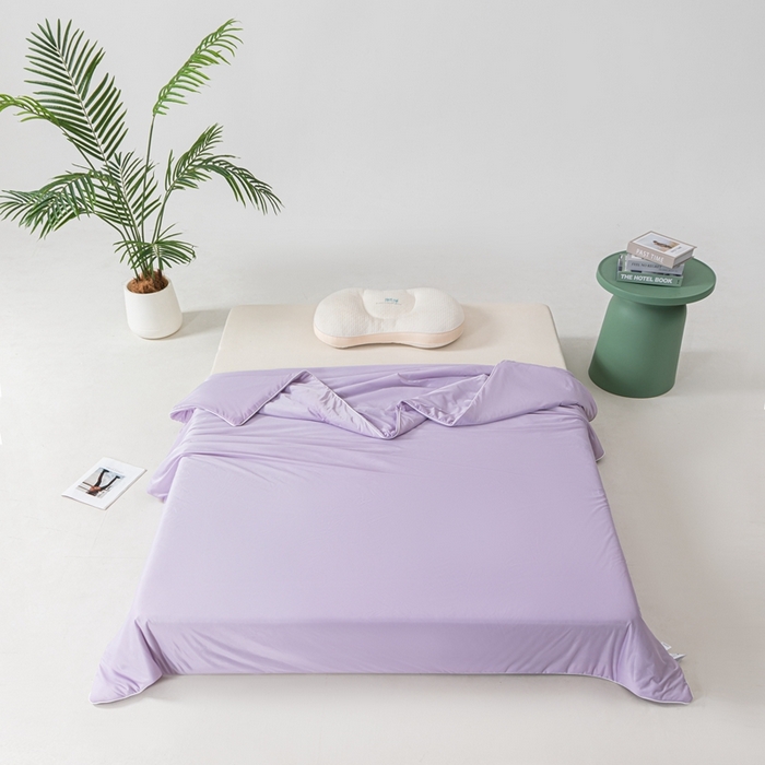 91家纺网 家纺一手货源 找家纺 鑫贝阳 2025春夏新款纯色双拼A类凉感丝夏凉被 梦幻紫