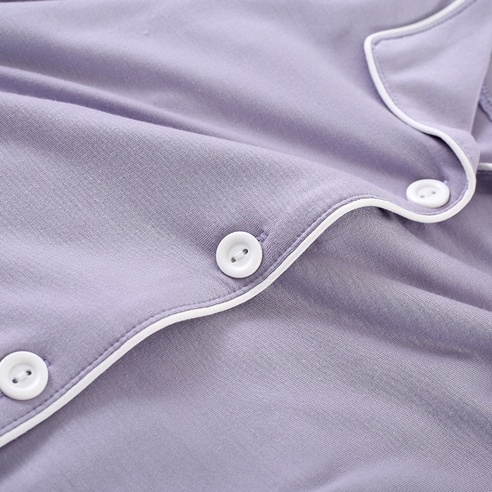 91家纺网 家纺一手货源 找家纺 洛兰沙家居馆【只代发】【只代发】 2025新款家居服简约2022年春秋夏季可外穿薄款莫代尔棉开衫长袖睡衣套装女 烟紫