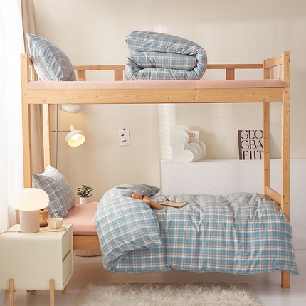 91家纺网 家纺一手货源 找家纺 （总）水洗的故事 2025新款开学季色织水洗棉学生宿舍三件套