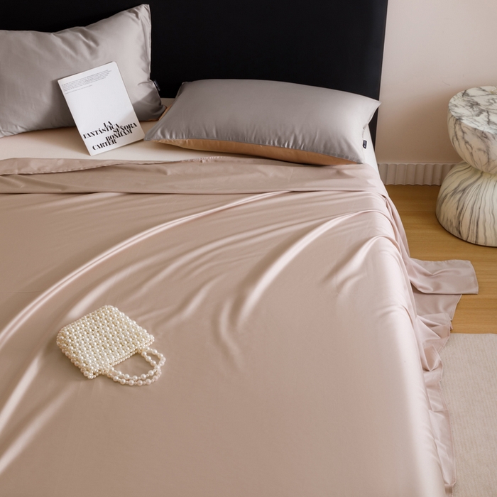 91家纺网 家纺一手货源 找家纺 寐绸家纺 2025新款纯棉60支长绒棉床单系列 长绒棉床单-木灰