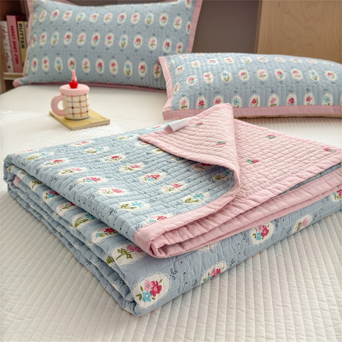 91家纺网 家纺一手货源 找家纺 美优兰 2025新款双面全棉水洗床盖花团锦簇