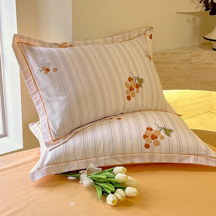 91家纺网 家纺一手货源 找家纺 梧桐树 2025新款100%全棉13372加厚印花四件套 A28伴夏-桔