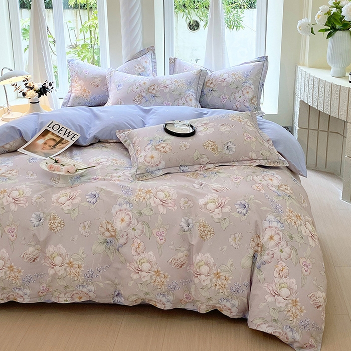 91家纺网 家纺一手货源 找家纺 梧桐树 2025新款100%全棉13372加厚印花四件套 A21如夏