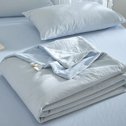 91家纺网 家纺一手货源 找家纺 2025【水洗棉大豆夏被】细格款日式无印全棉水洗棉大豆夏被良品全棉夏凉被空调被纯棉夏季被子