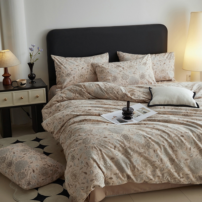 91家纺网 家纺一手货源 找家纺 水洗的故事 2025新款全棉磨毛印花四件套 绽放