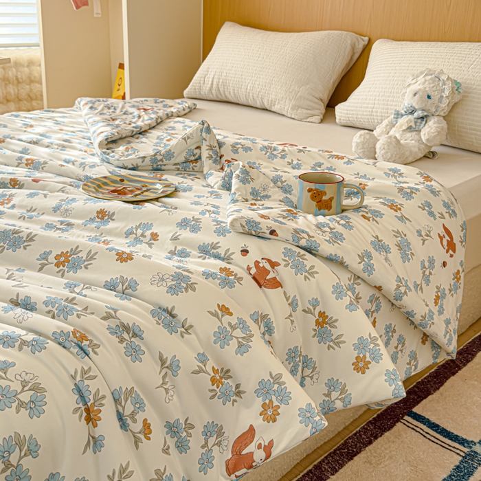 91家纺网 家纺一手货源 找家纺 品乐家纺 2025新款A类针织棉大豆被夏被夏凉被空调被学生被子 小松鼠