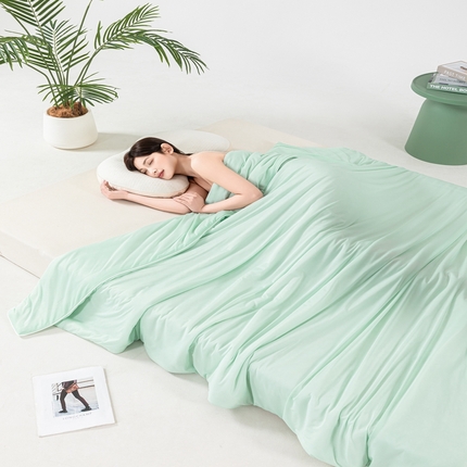 91家纺网 家纺一手货源 找家纺 （总）鑫贝阳 2025春夏新款纯色双拼A类凉感丝夏凉被