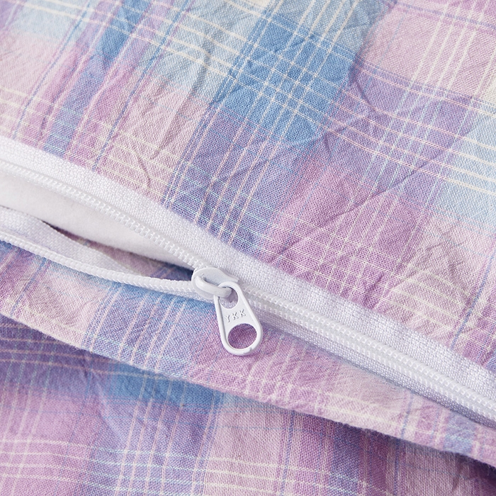 91家纺网 家纺一手货源 找家纺 水洗的故事 2025新款开学季色织水洗棉学生宿舍三件套 炫彩紫