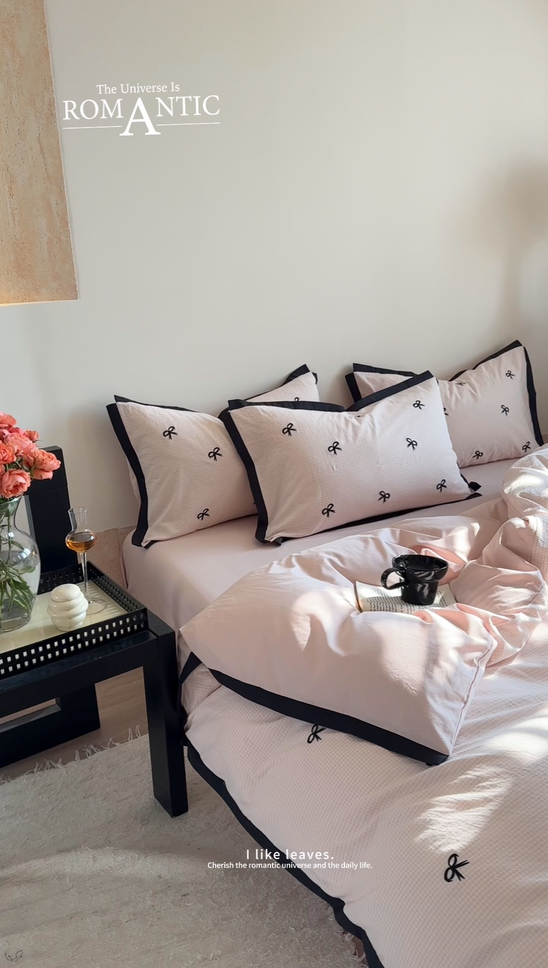 91家纺网 家纺一手货源 找家纺 优悦生活馆2025新款全棉纯棉水洗棉刺绣四件套 粉小格-蝴蝶结