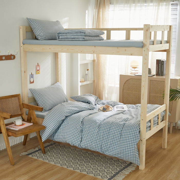 91家纺网 家纺一手货源 找家纺 （总）水洗的故事 2025新款开学季色织水洗棉学生宿舍三件套