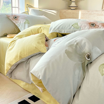 91家纺网 家纺一手货源 找家纺 （总）梧桐树 2025新款100%全棉13372加厚印花四件套