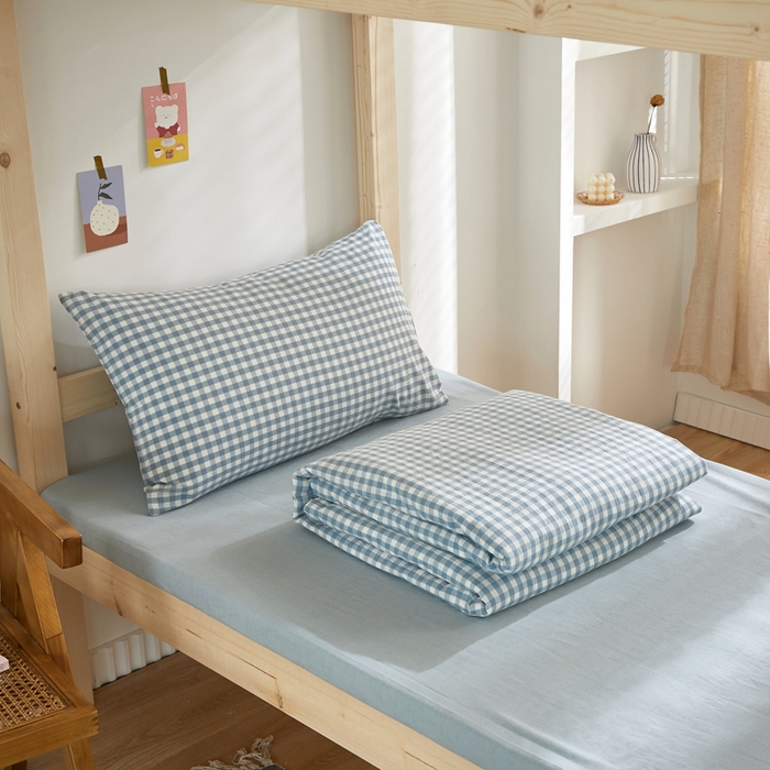 91家纺网 家纺一手货源 找家纺 （总）水洗的故事 2025新款开学季色织水洗棉学生宿舍三件套