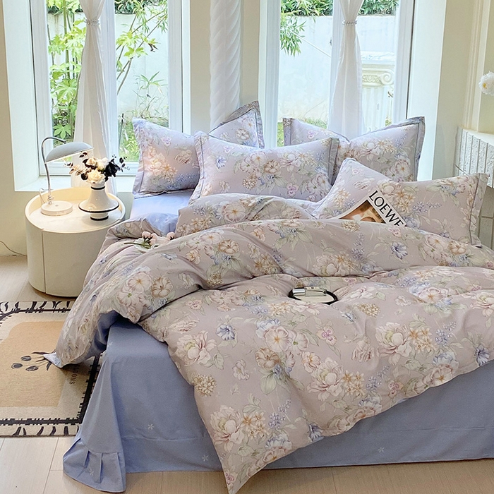 91家纺网 家纺一手货源 找家纺 梧桐树 2025新款100%全棉13372加厚印花四件套 A21如夏