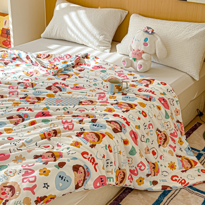 91家纺网 家纺一手货源 找家纺 品乐家纺 2025新款A类针织棉大豆被夏被夏凉被空调被学生被子 快乐女孩