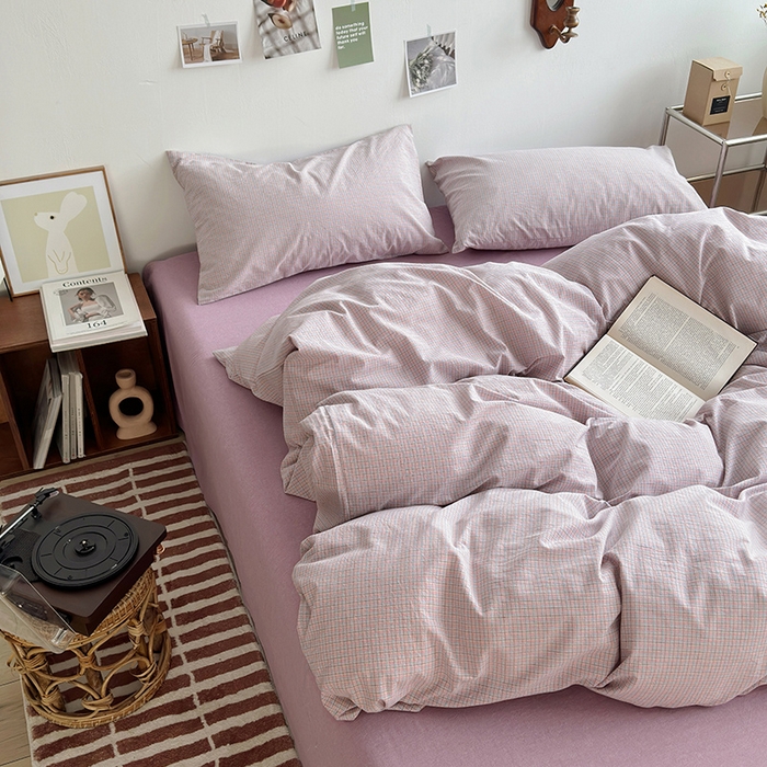 91家纺网 家纺一手货源 找家纺 水洗的故事 2025新款无印良品水洗棉四件套 芋紫