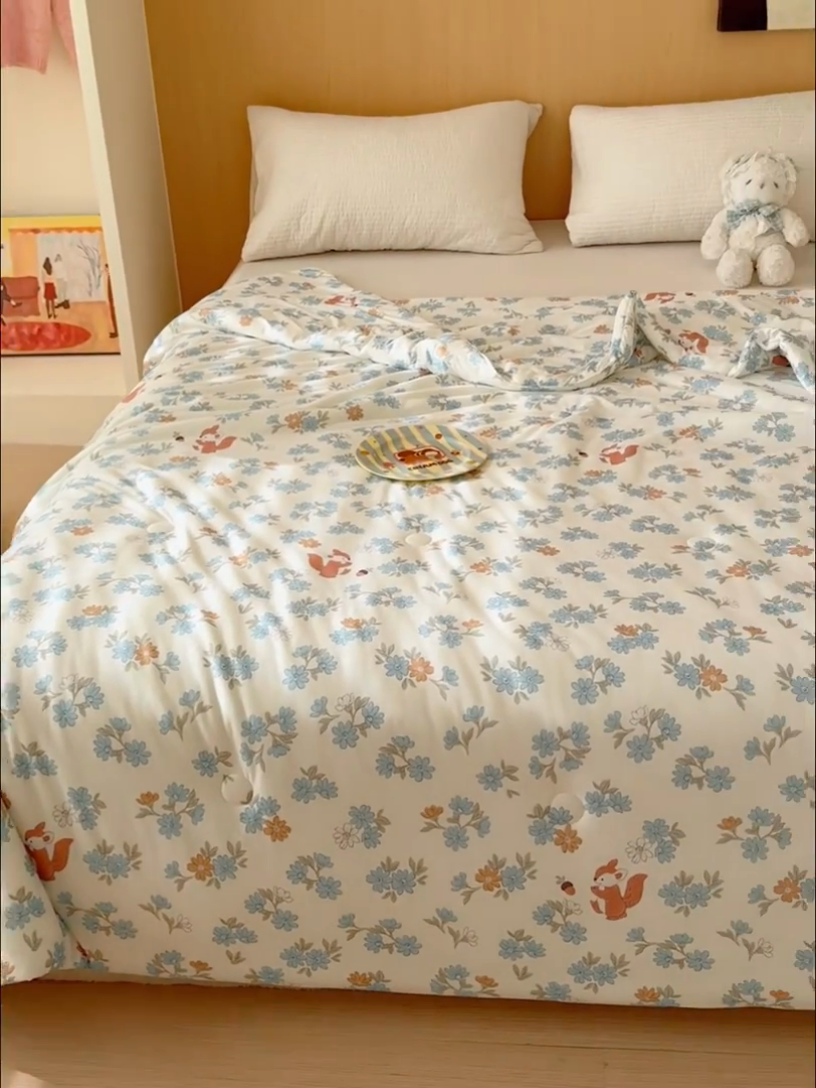 91家纺网 家纺一手货源 找家纺 品乐家纺 2025新款A类针织棉大豆被夏被夏凉被空调被学生被子 小松鼠