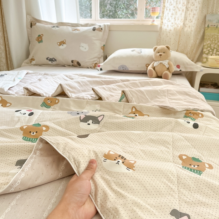 91家纺网 家纺一手货源 找家纺 帕拉美拉 2025新款全棉棉花夏被春秋被四件套哈皮犬-全棉棉花