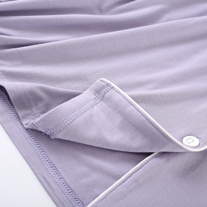 91家纺网 家纺一手货源 找家纺 洛兰沙家居馆【只代发】【只代发】 2025新款家居服简约2022年春秋夏季可外穿薄款莫代尔棉开衫长袖睡衣套装女 烟紫