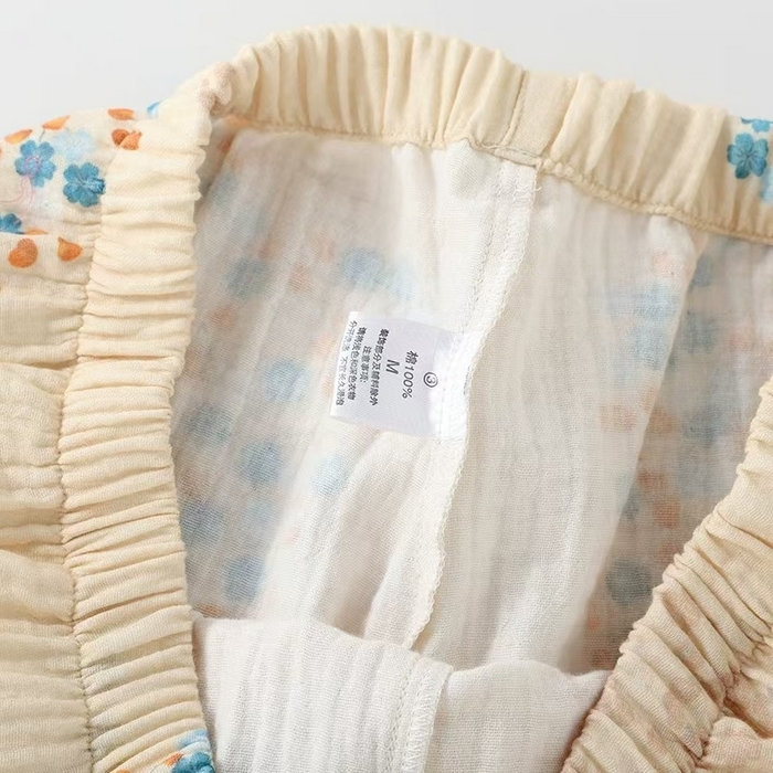 91家纺网 家纺一手货源 找家纺 洛兰沙家居馆【只代发】【只代发】2025新款简约印花睡衣女春夏季宽松休闲家居服长袖开衫套装印花棉纱两件套   花束翻领