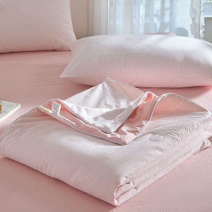 91家纺网 家纺一手货源 找家纺 2025【水洗棉大豆夏被】细格款日式无印全棉水洗棉大豆夏被良品全棉夏凉被空调被纯棉夏季被子