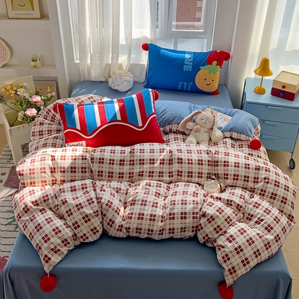 91家纺网 家纺一手货源 找家纺 （总）2025新款云感针织混搭毛球款四件套