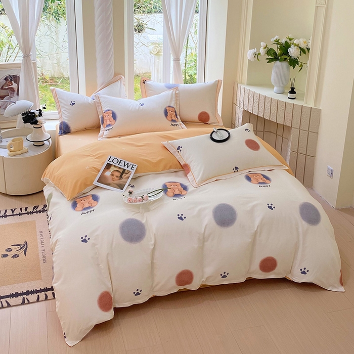 91家纺网 家纺一手货源 找家纺 梧桐树 2025新款100%全棉13372加厚印花四件套 A23萌宠派对