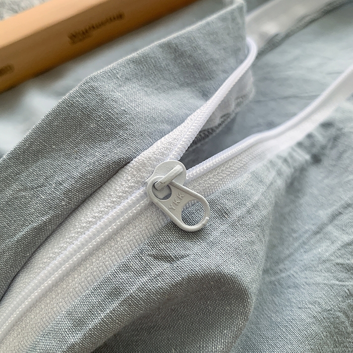 91家纺网 家纺一手货源 找家纺 水洗的故事 2025新款色织水洗棉多巴胺纯色款四件套 浅蓝素色