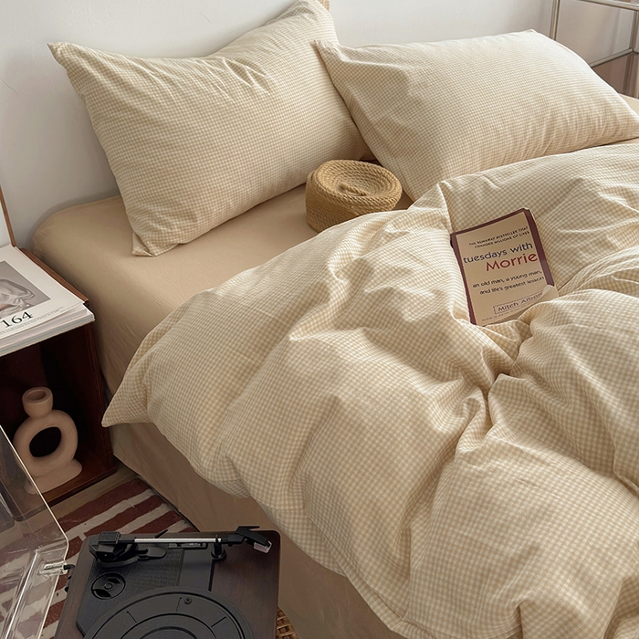 91家纺网 家纺一手货源 找家纺 水洗的故事 2025新款无印良品水洗棉四件套 小小格米