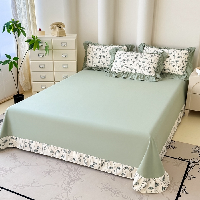 91家纺网 家纺一手货源 找家纺 金米诺 2025新款韩版有氧针织棉双层纱四件套 格瑞