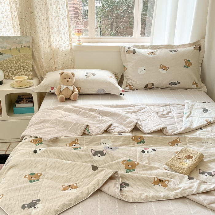 91家纺网 家纺一手货源 找家纺 帕拉美拉 2025新款全棉棉花夏被春秋被四件套哈皮犬-全棉棉花