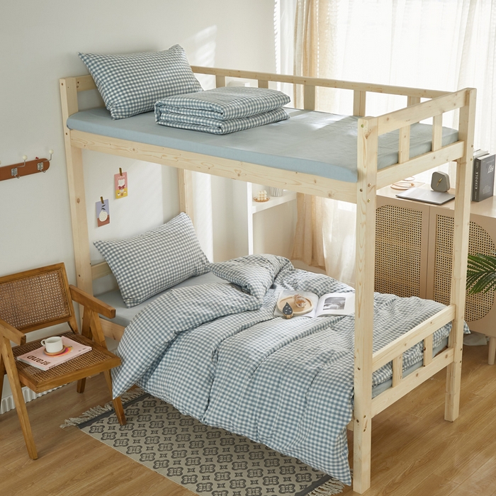 91家纺网 家纺一手货源 找家纺 （总）水洗的故事 2025新款开学季色织水洗棉学生宿舍三件套