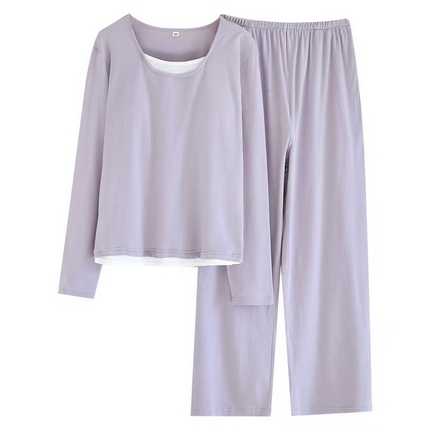 91家纺网 家纺一手货源 找家纺 （总）洛兰沙家居馆【只代发】【只代发】  2025新款超柔软精梳棉亲肤款睡衣女款带胸垫家居服春秋长袖长裤大码家居服套装 