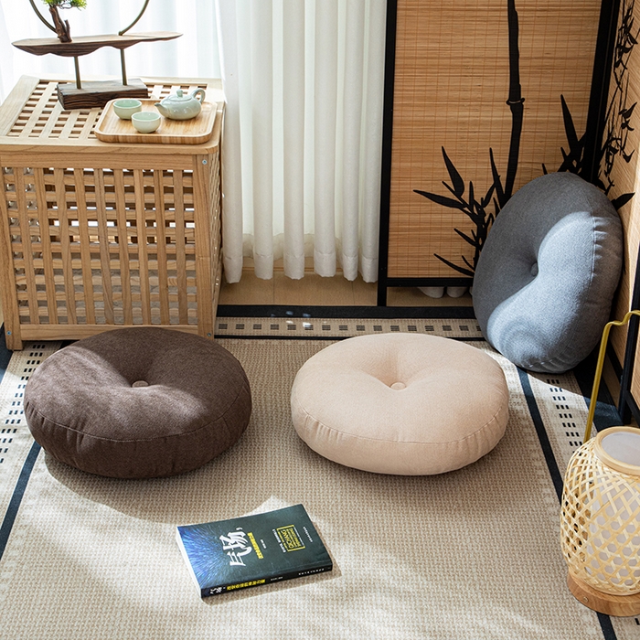 91家纺网 家纺一手货源 找家纺 沐沐家纺 2026新款韩国绒蒲团坐垫 明黄