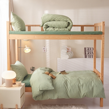 91家纺网 家纺一手货源 找家纺 （总）水洗的故事 2025新款开学季色织水洗棉学生宿舍三件套