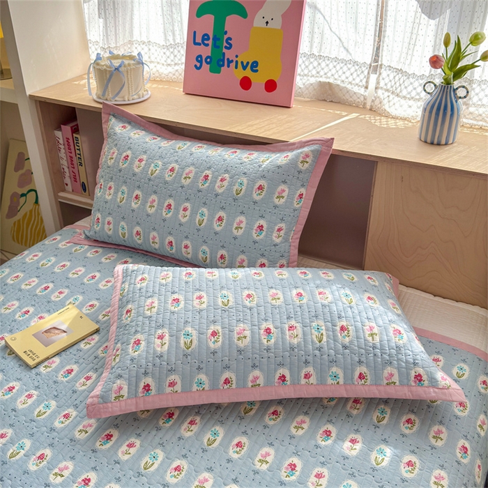 91家纺网 家纺一手货源 找家纺 美优兰 2025新款双面全棉水洗床盖花团锦簇