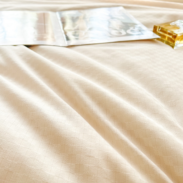 91家纺网 家纺一手货源 找家纺 芙绣 芙绣 2025新款七彩华夫格提花夏被四件套夏凉被空调被 奶昔+粉