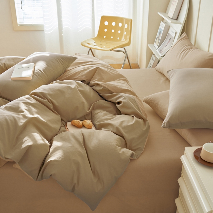91家纺网 家纺一手货源 找家纺 寐绸家纺 2025新款纯棉水洗棉双拼单被套（自然光） 漫雾+古巴砂
