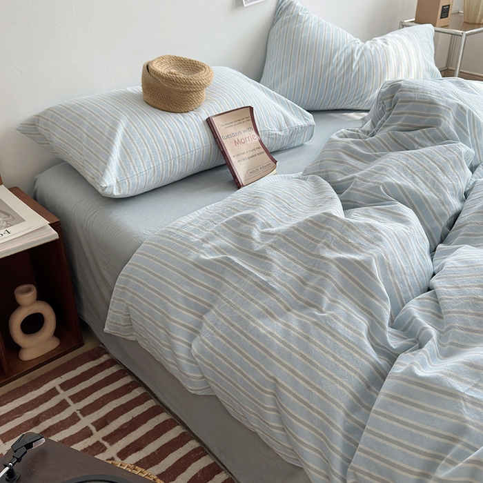 91家纺网 家纺一手货源 找家纺 水洗的故事 2025新款无印良品水洗棉四件套 湘叶兰