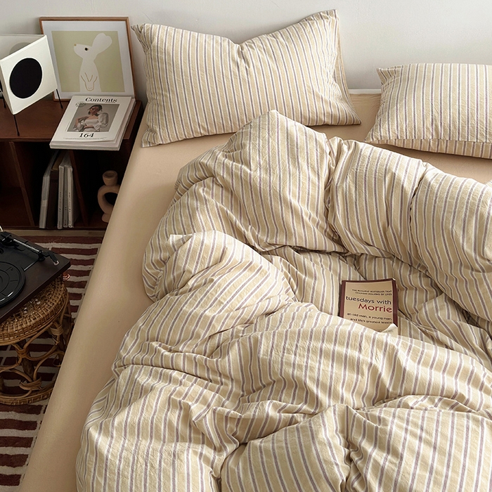 91家纺网 家纺一手货源 找家纺 水洗的故事 2025新款无印良品水洗棉四件套 湘叶米