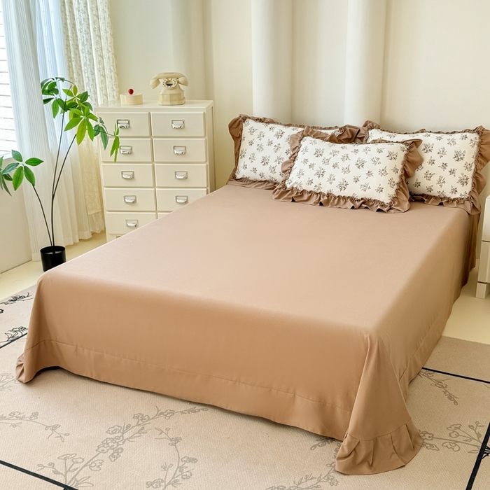 91家纺网 家纺一手货源 找家纺 金米诺 2025新款韩版有氧针织棉双层纱四件套 暖日回忆