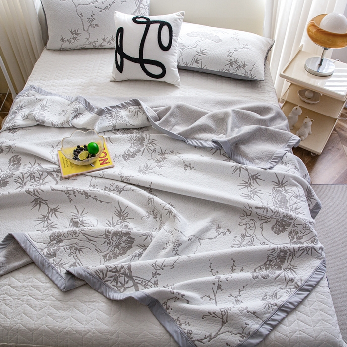 91家纺网 家纺一手货源 找家纺 柏薇 2025新款A类针织棉提花夏被空调被薄被子多功能盖毯 秘境花园