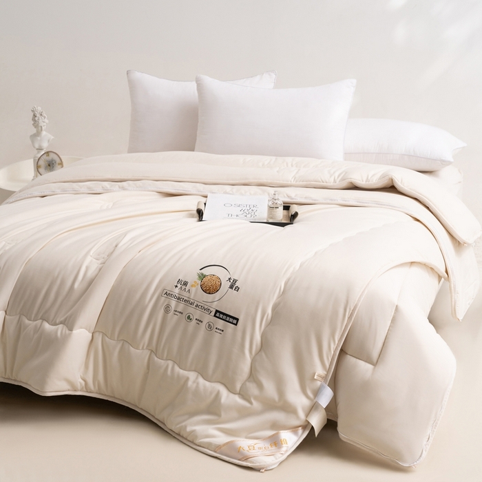 91家纺网 家纺一手货源 找家纺 易睡2025年新款大豆被春秋被冬被被子被芯 米色