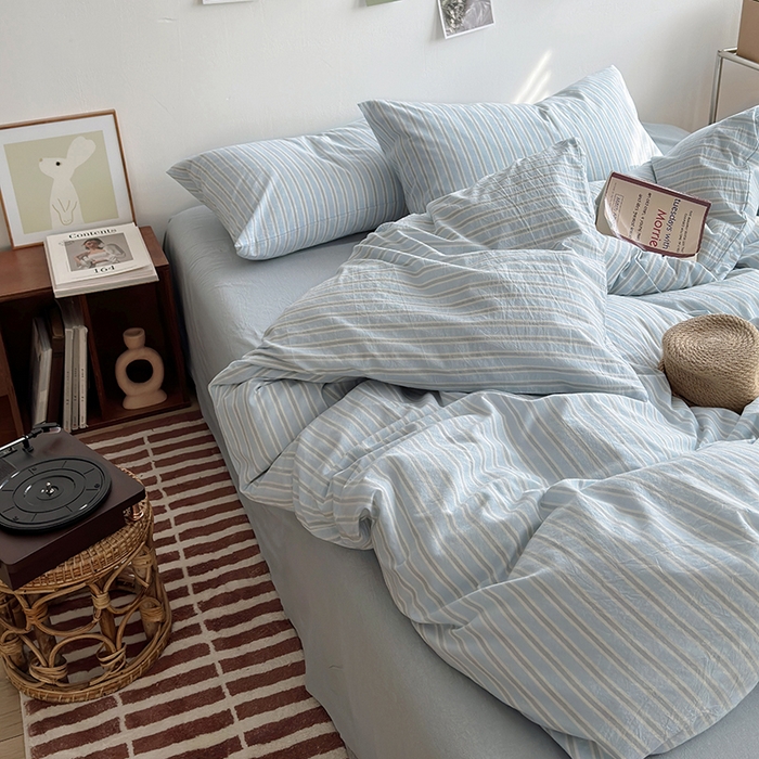 91家纺网 家纺一手货源 找家纺 水洗的故事 2025新款无印良品水洗棉四件套 湘叶兰