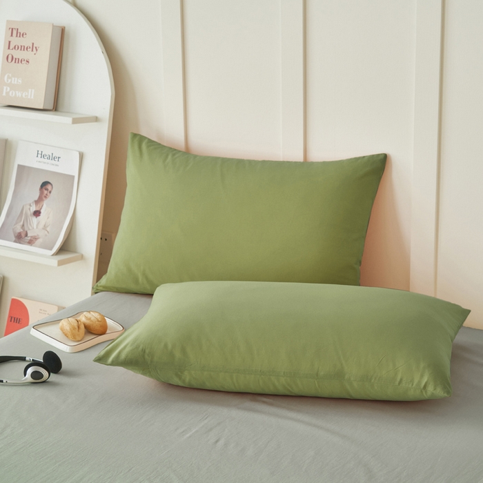 91家纺网 家纺一手货源 找家纺 寐绸家纺 2025新款纯棉水洗棉双拼单被套（自然光） 扶苏绿+毛毯灰