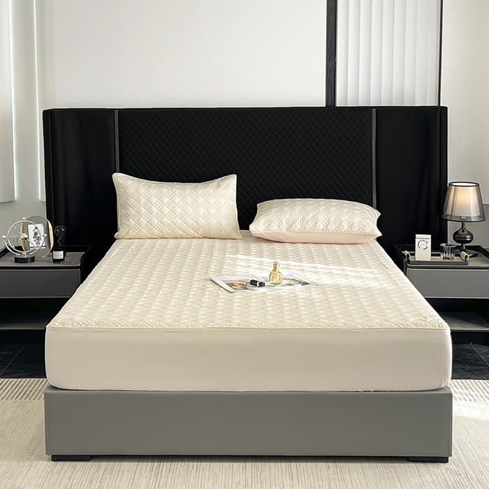 91家纺网 家纺一手货源 找家纺 （总）2025A类母婴级长绒棉夹棉床笠三件套纯棉全棉加厚席梦思床罩床套四季款保护罩