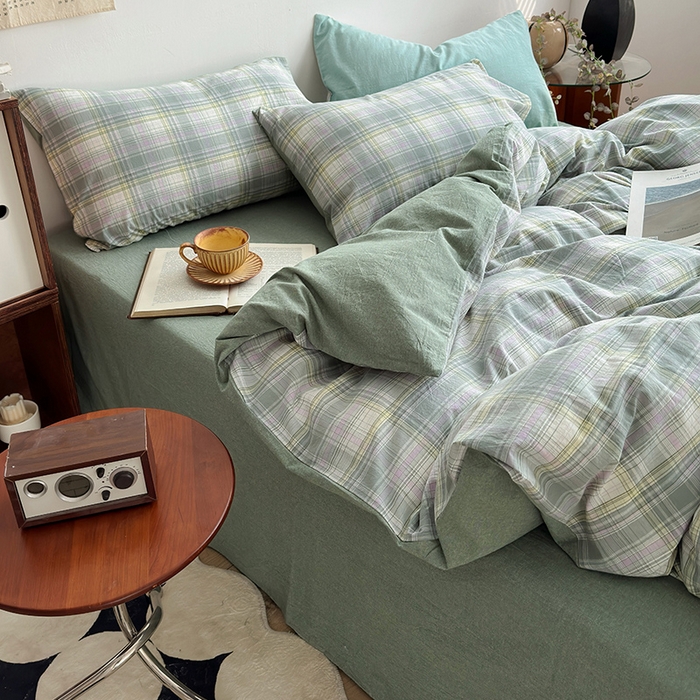 91家纺网 家纺一手货源 找家纺 水洗的故事2025新款A类AB版全棉色织水洗棉四件套 绿野仙踪