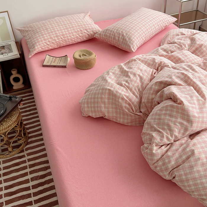 91家纺网 家纺一手货源 找家纺 水洗的故事 2025新款无印良品水洗棉四件套 春桃